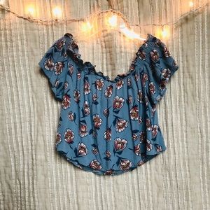 Blue floral crop top
